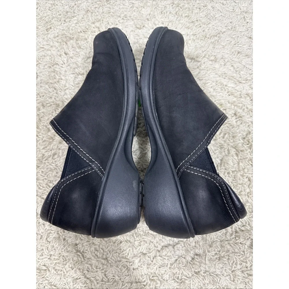 LL Bean Black Leather Slip-On Wedge Comfort Clog Shoes Women's 10 Support Nurse